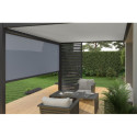 Pergola bioclimatique adossée en alu gris anthracite - lames blanches - 3x4m Ombrea VS
