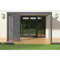 Pergola bioclimatique adossée en alu gris anthracite - lames blanches - 3x4m Ombrea VS