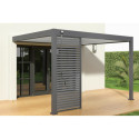 Pergola bioclimatique adossée en alu gris anthracite - lames blanches - 3x4m Ombrea VS