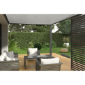 Pergola bioclimatique adossée en alu gris anthracite - lames blanches - 3x4m Ombrea VS
