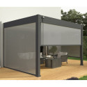 Pergola bioclimatique adossée en alu gris anthracite - lames blanches - 3x4m Ombrea VS