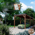 Carport simple en bois PEFC autoclave marron + toit en acier et kit solaire 15,5m² ELIO - Cerland