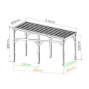 Carport simple en bois PEFC autoclave marron + toit en acier et kit solaire 15,5m² ELIO - Cerland