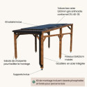 Carport simple en bois PEFC autoclave marron + toit en acier et kit solaire 15,5m² ELIO - Cerland