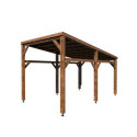 Carport simple en bois PEFC autoclave marron + toit en acier et kit solaire 15,5m² ELIO - Cerland