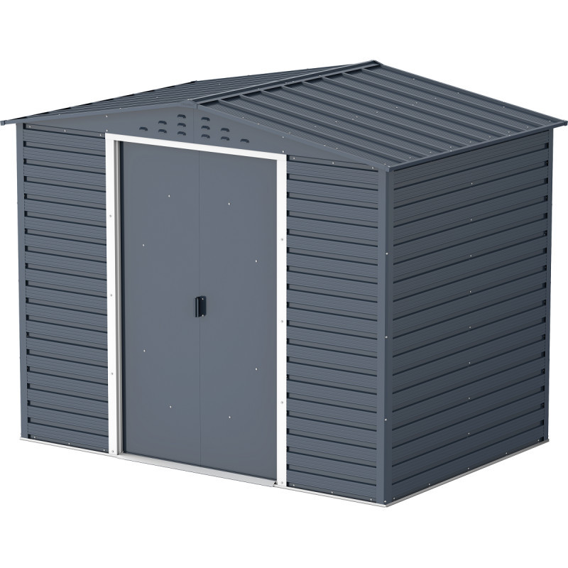 Abri de jardin en métal anthracite 4,78m² + kit fondation ALPINE - DURAMAX
