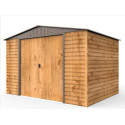 Abri de jardin en métal imitation bois 7,81m² + kit fondation ALPINE - DURAMAX