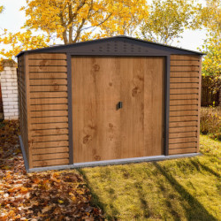 Abri de jardin en métal imitation bois 9,75m² + kit fondation ALPINE - DURAMAX