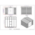 Abri de jardin en métal imitation bois 9,75m² + kit fondation ALPINE - DURAMAX