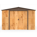Abri de jardin en métal imitation bois 9,75m² + kit fondation ALPINE - DURAMAX