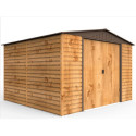 Abri de jardin en métal imitation bois 9,75m² + kit fondation ALPINE - DURAMAX