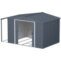 Abri de jardin en métal anthracite 7,81m² avec appentis + kit fondation ALPINE - DURAMAX