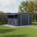 Abri de jardin en métal anthracite 9,75m² avec appentis + kit fondation ALPINE - DURAMAX
