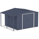 Abri de jardin en métal anthracite 9,75m² avec appentis + kit fondation ALPINE - DURAMAX