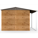 Abri de jardin en métal imitation bois 4,78m² avec appentis + kit fondation ALPINE - DURAMAX