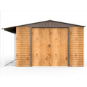 Abri de jardin en métal imitation bois 7,81m² avec appentis + kit fondation ALPINE - DURAMAX