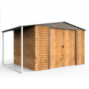 Abri de jardin en métal imitation bois 7,81m² avec appentis + kit fondation ALPINE - DURAMAX