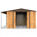 Abri de jardin en métal imitation bois 7,81m² avec appentis + kit fondation ALPINE - DURAMAX