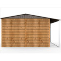 Abri de jardin en métal imitation bois 7,81m² avec appentis + kit fondation ALPINE - DURAMAX