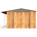 Abri de jardin en métal imitation bois 9,75m² avec appentis + kit fondation ALPINE - DURAMAX