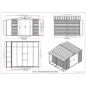 Abri de jardin en métal imitation bois 9,75m² avec appentis + kit fondation ALPINE - DURAMAX