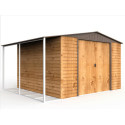 Abri de jardin en métal imitation bois 9,75m² avec appentis + kit fondation ALPINE - DURAMAX