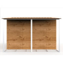 Abri de jardin en métal imitation bois 9,75m² avec appentis + kit fondation ALPINE - DURAMAX