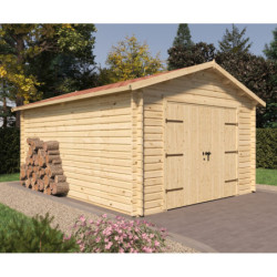 Garage en bois massif 22m² - madriers 44mm - Eden