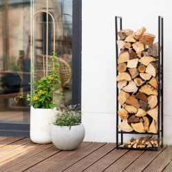 Étagère à bois de cheminée en acier noir 40x20x120cm Porthos - Westmann