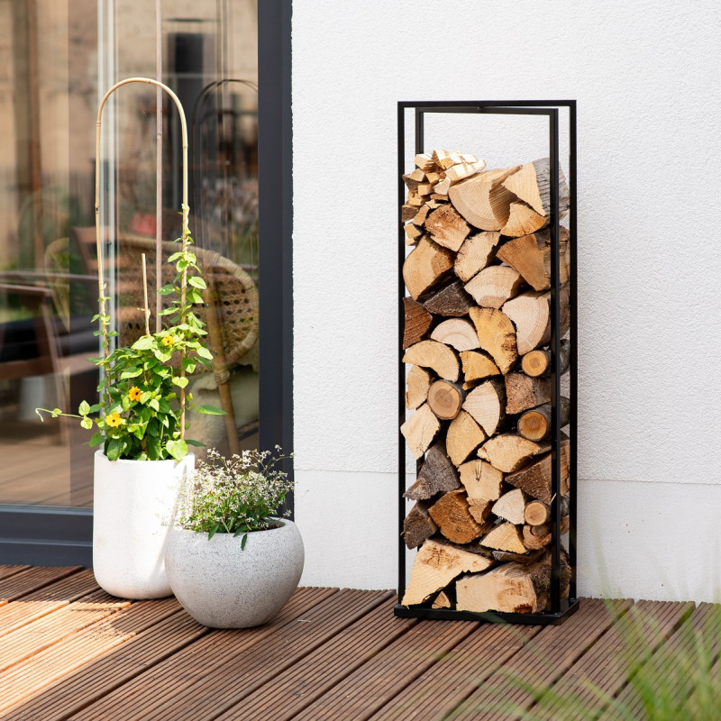Étagère à bois de cheminée en acier noir 40x20x120cm Xavier - Westmann