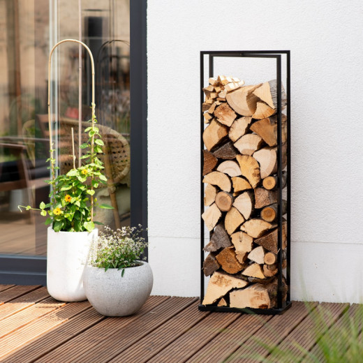 Étagère à bois de cheminée en acier noir 40x20x120cm Xavier - Westmann
