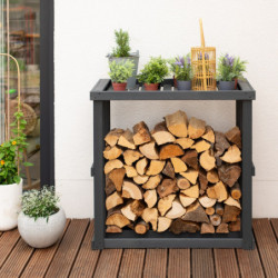 Étagère à bois de cheminée en bois anthracite 52x108x106cm Harald - Westmann