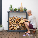 Étagère à bois de cheminée en bois anthracite 52x108x106cm Harald - Westmann