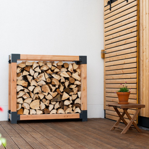 Étagère à bois de cheminée en bois brut 138x40x120cm Michel L - Westmann
