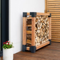 Étagère à bois de cheminée en bois brut 138x40x120cm Michel L - Westmann
