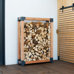 Étagère à bois de cheminée en bois brut 138x40x180cm Michel XL - Westmann