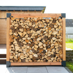 Étagère à bois de cheminée en bois brut 198x40x180cm Michel XXL - Westmann