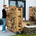 Étagère à bois de cheminée en bois brut 198x40x180cm Michel XXL - Westmann