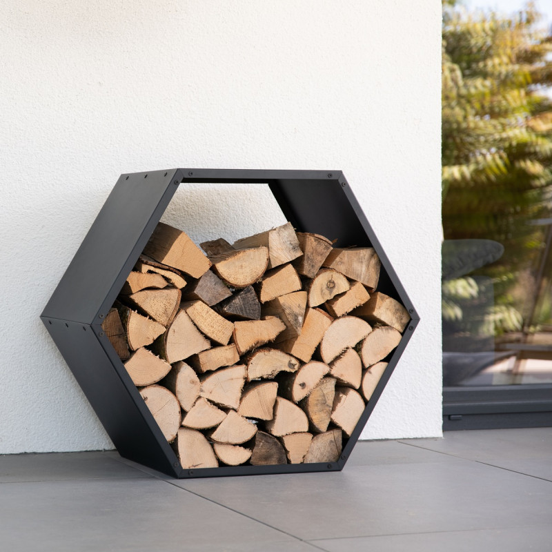 Étagère à bois de cheminée en acier noir 88x45x77cm Biene - Westmann