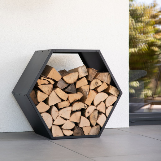 Étagère à bois de cheminée en acier noir 88x45x77cm Biene - Westmann