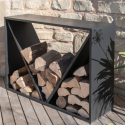 Étagère à bois de cheminée en acier noir 115x35x80cm - Westmann