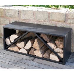Étagère à bois de cheminée en acier noir 104x34x40cm - Westmann