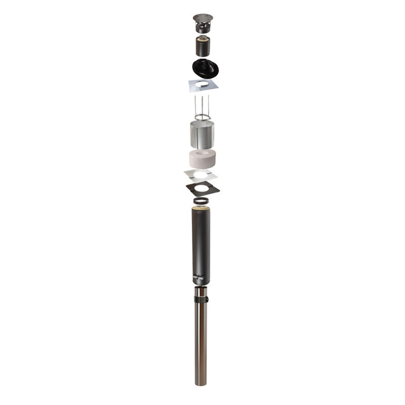 Kit de cheminée Ø119mm avec registre et isolation plafond pour sauna extérieur – Narvi 15