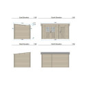 Abri de jardin monopente en bois massif 8,74m² avec 2 espaces et cloison - Eden