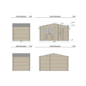 Abri de jardin deux pans en bois massif 8,74m² avec 2 espaces et cloison - Eden