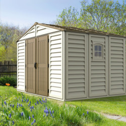 Abri de jardin en PVC 8,05m² Woodbridge + kit de fondation DURAMAX