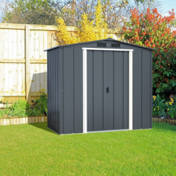 Abri de jardin en métal anthracite 2,46m² - DURAMAX + kit ancrage