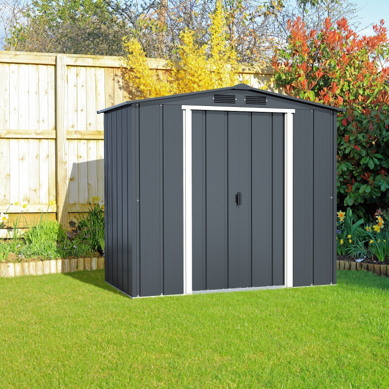 Abri de jardin en métal anthracite 2,46m² - DURAMAX + kit ancrage
