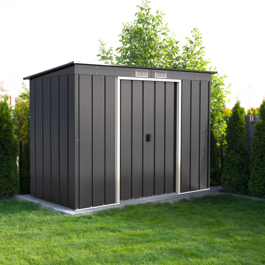 Abri de jardin en métal anthracite 3,25m² - DURAMAX + kit ancrage