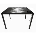 Pergola bioclimatique aluminium anthracite 11,90m² + toit avec lames orientables HABRITA